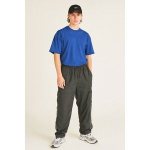 Reebok‎ Y2K Track Pants Men's XL Black Ripstop Cargo Reflective Stripe Vintage